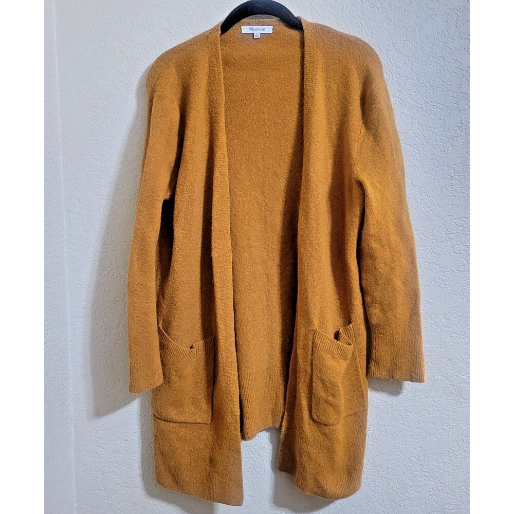 Madewell Cardigan Sweater Womens Sz S Gold Merino Wool Alpaca Blend Quiet Luxury